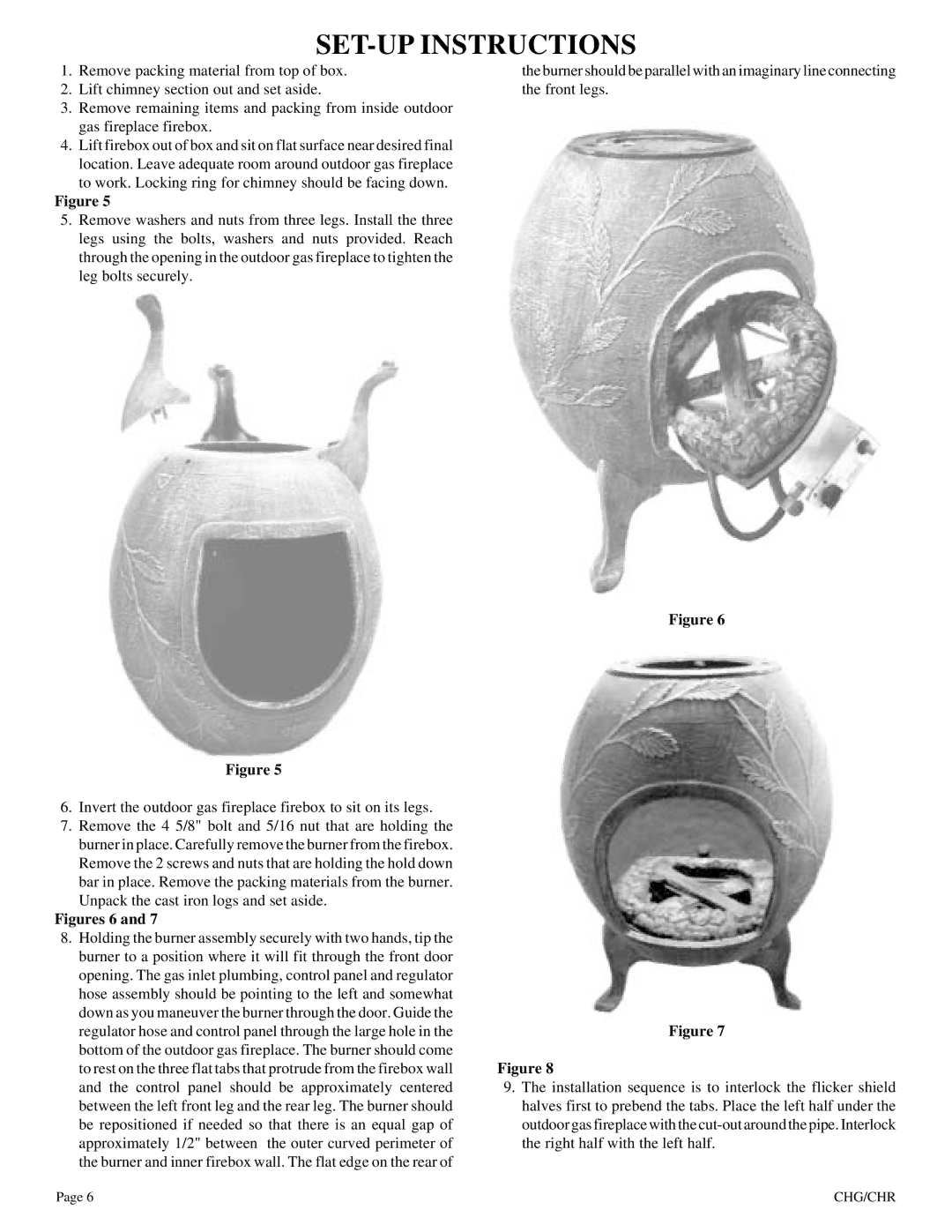 Empire Comfort Systems CHR, CHG installation instructions SET-UP Instructions, Figures 6 