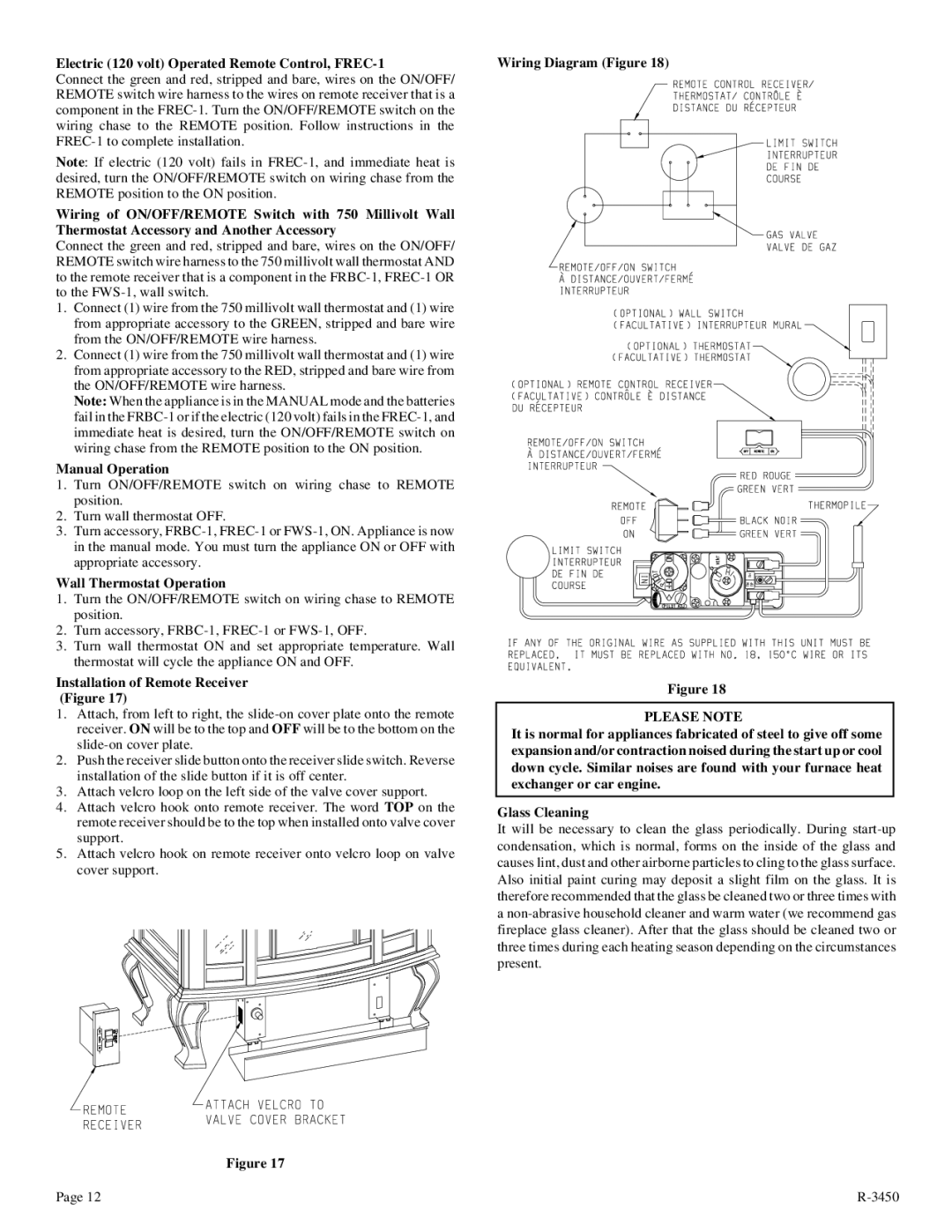 Empire Comfort Systems CIBV-30-2 Electric 120 volt Operated Remote Control, FREC-1, Manual Operation 