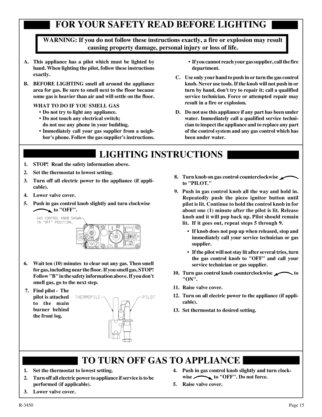 Empire Comfort Systems CIBV-30-2 installation instructions For Your Safety Read Before Lighting 