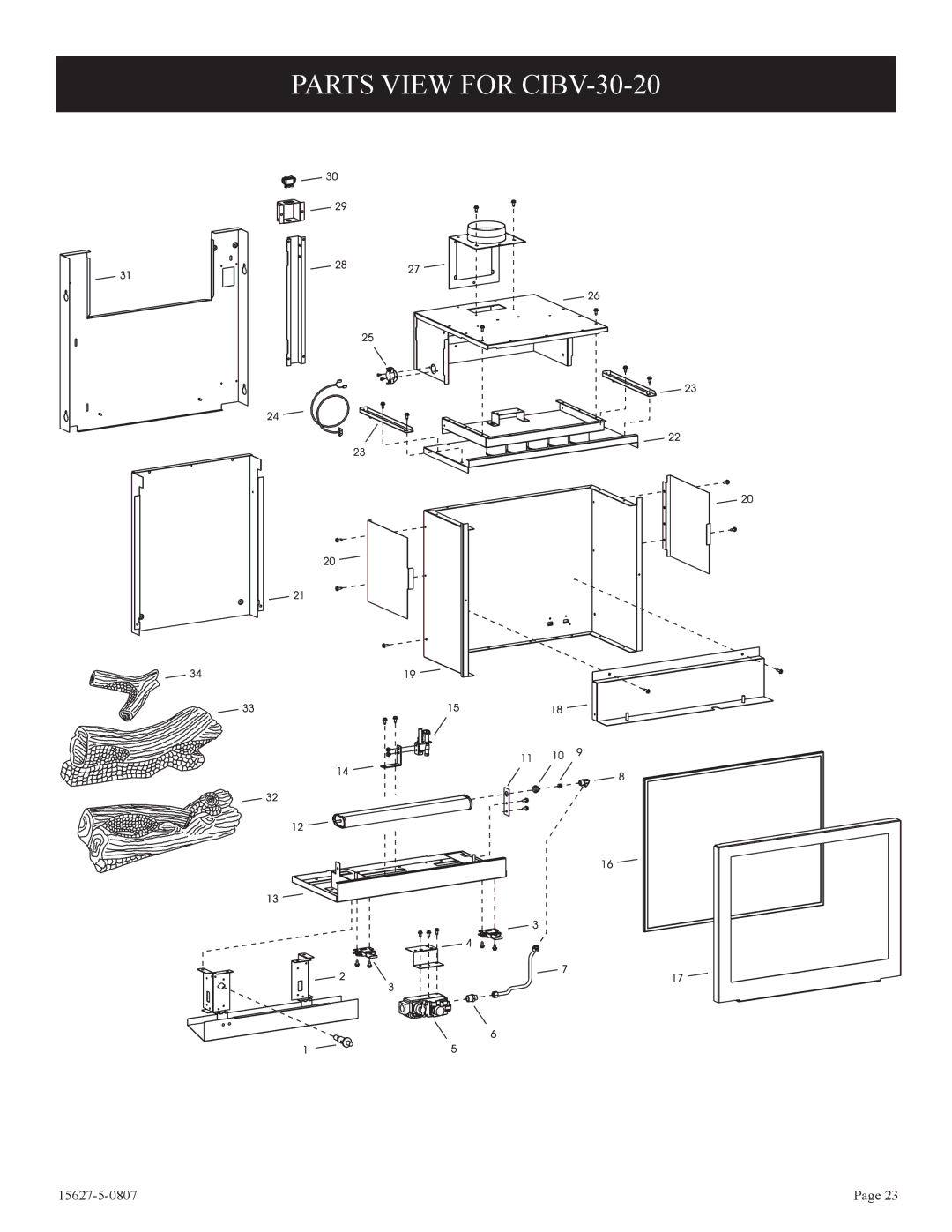 Empire Comfort Systems installation instructions Parts View for CIBV-30-20 