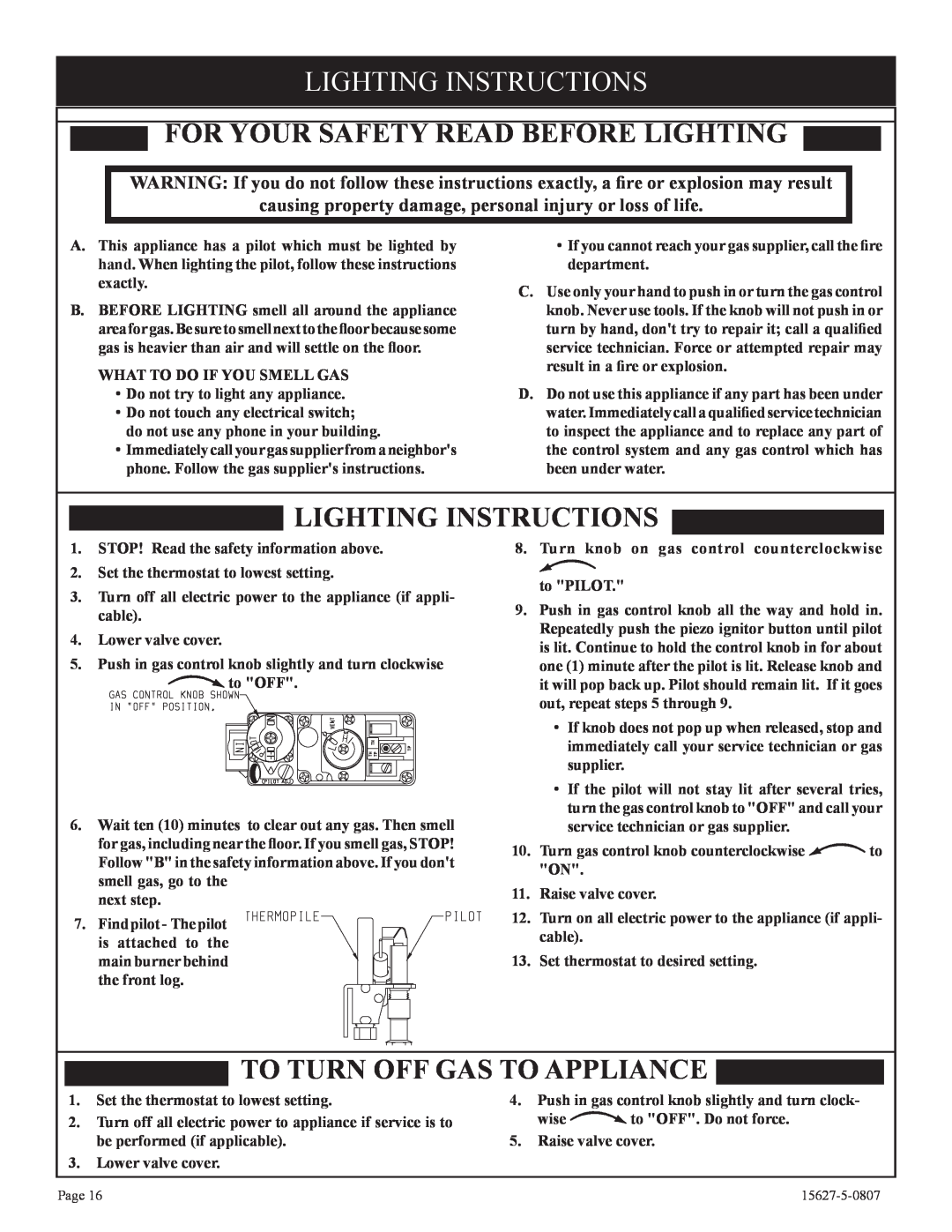 Empire Comfort Systems CIBV-30-20 Lighting Instructions, For Your Safety Read Before Lighting, Lower valve cover 