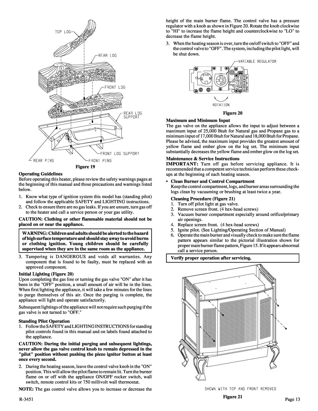Empire Comfort Systems CIVF-25-2 installation instructions Figure Operating Guidelines 
