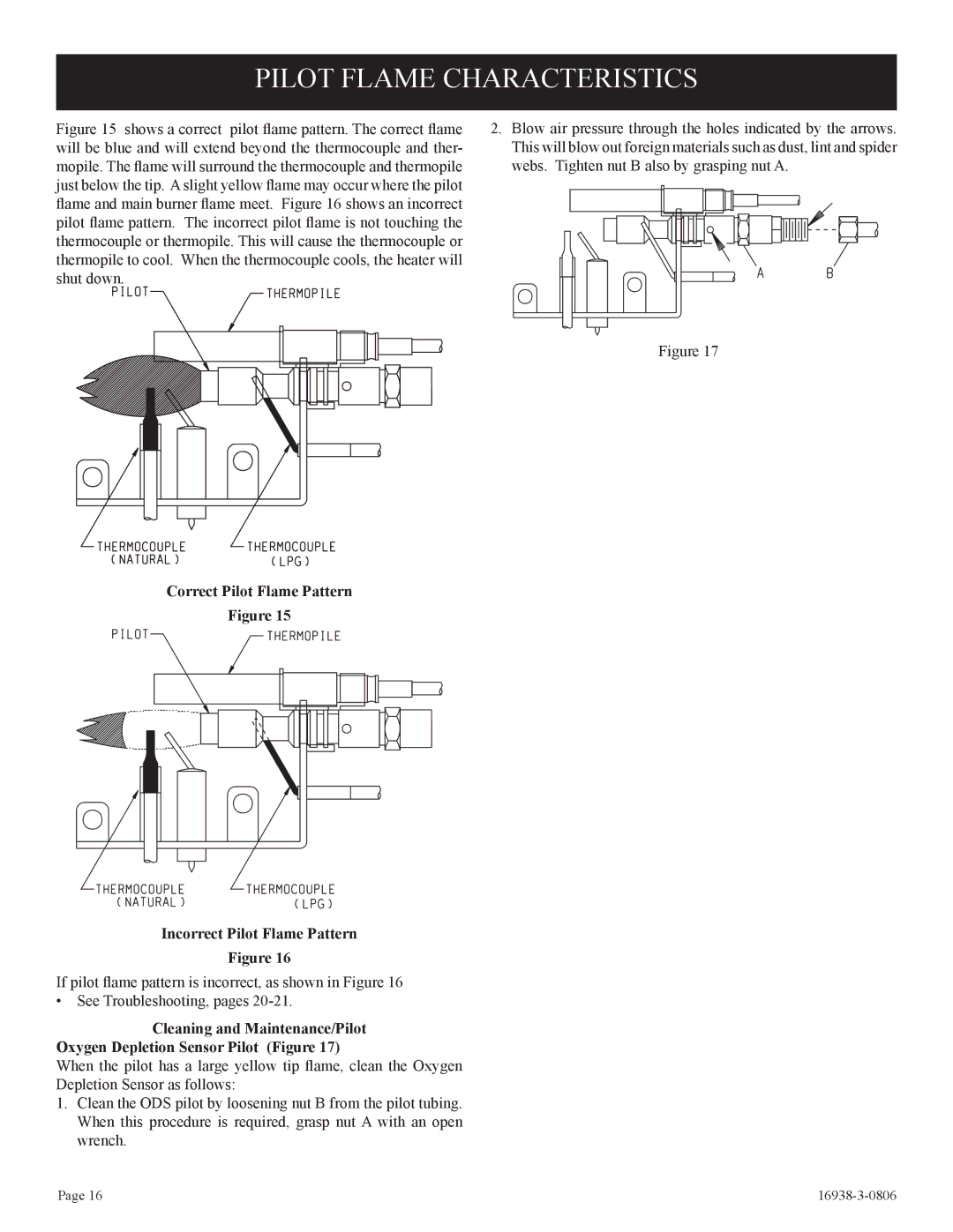 Empire Comfort Systems CIVF-25-21 Pilot Flame Characteristics, Correct Pilot Flame Pattern Incorrect Pilot Flame Pattern 