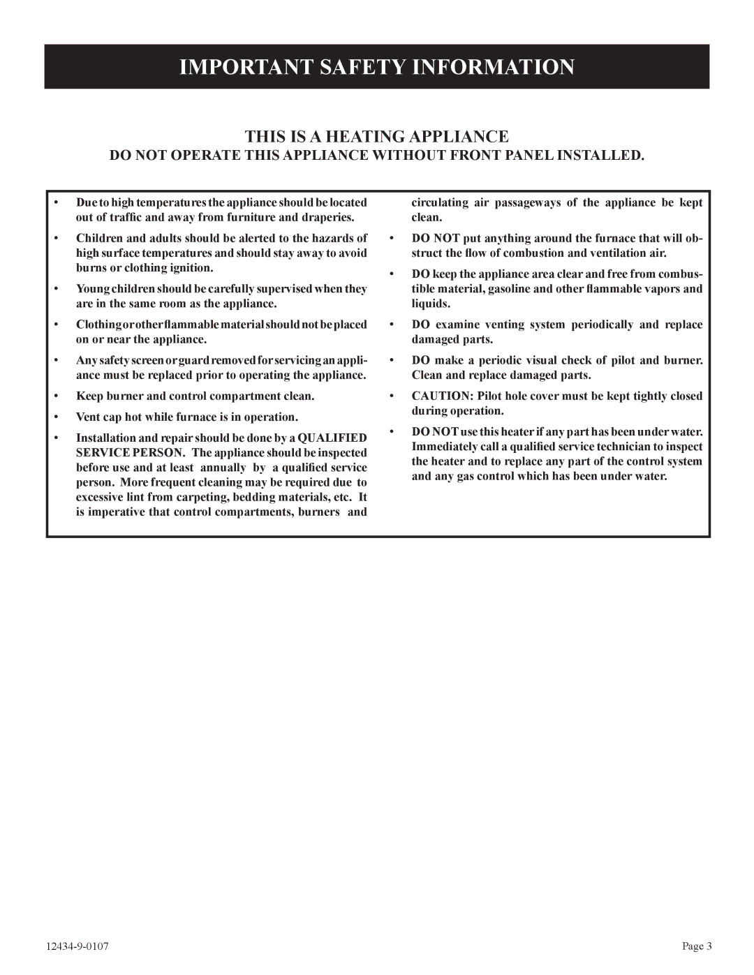 Empire Comfort Systems DV-35-2SG installation instructions Important Safety Information, This is a Heating Appliance 