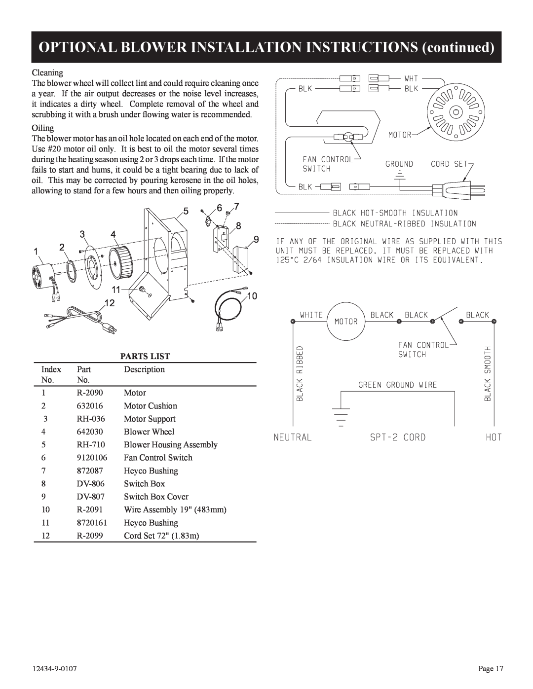 Empire Comfort Systems DV-35-2SG installation instructions Parts List 