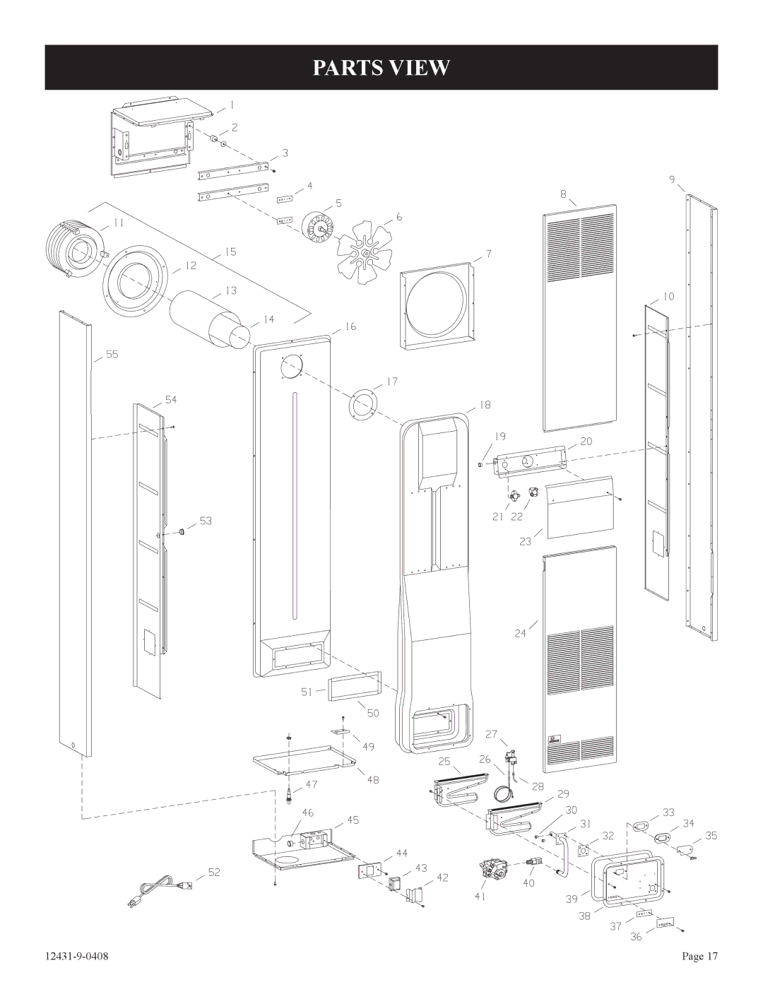 Empire Comfort Systems DV-55SPP installation instructions Parts View 