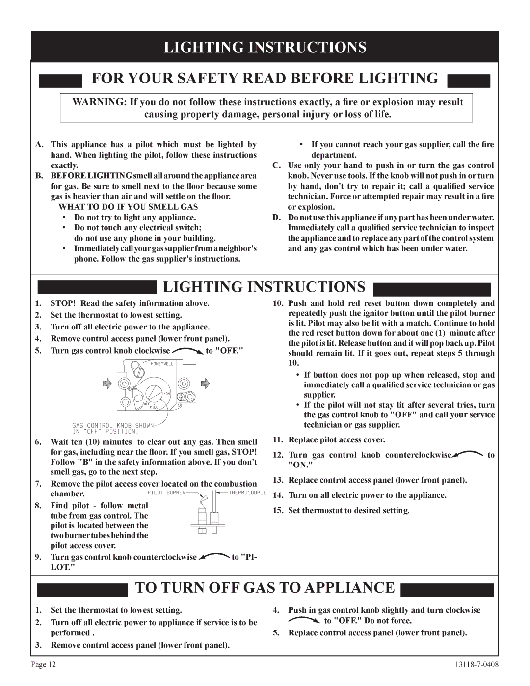 Empire Comfort Systems DV-55T-1 installation instructions Lighting Instructions, Or explosion 