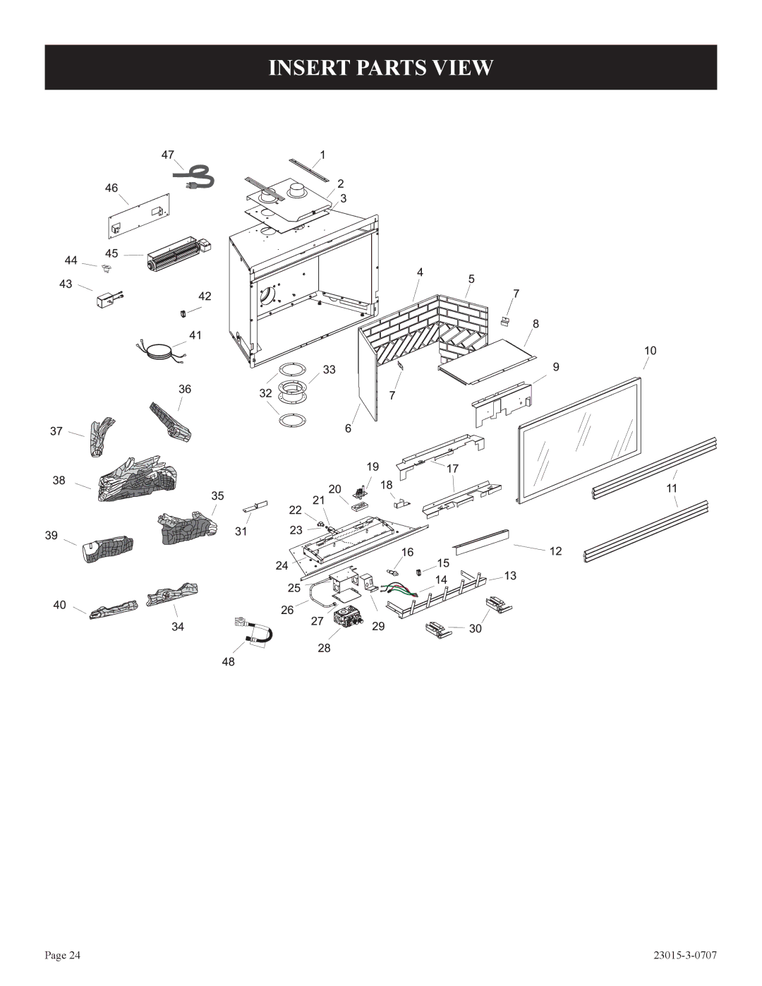 Empire Comfort Systems DV25IN33L, DV33IN33L, DV35IN33L installation instructions Insert Parts View 