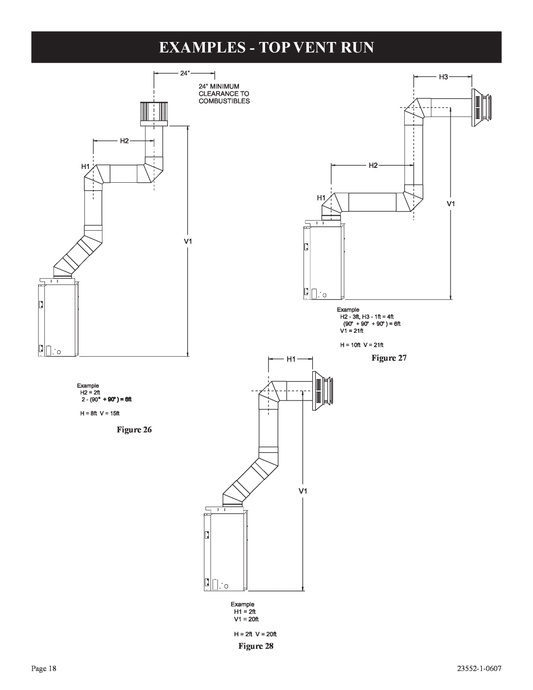 Empire Comfort Systems DVD42FP5, DVD48FP5, DVD48FP3 Examples - Top Vent Run, Figure Figure Figure, Page, 23552-1-0607 