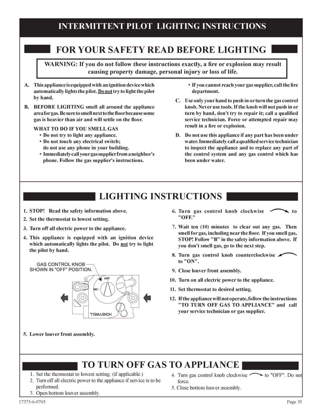 Empire Comfort Systems DVP42FP7, DVP48FP3, DVP48FP9 For Your Safety Read Before Lighting, What to do if YOU Smell GAS 