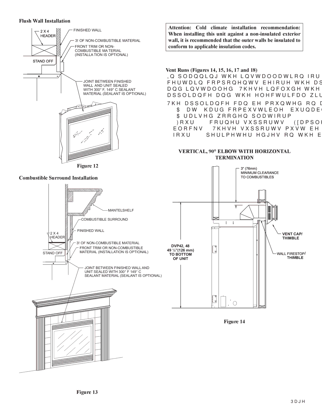 Empire Comfort Systems DVP48FP7(0,1,2,3)(N,P)-1 Flush Wall Installation, Vent Runs Figures 14, 15, 16, 17 