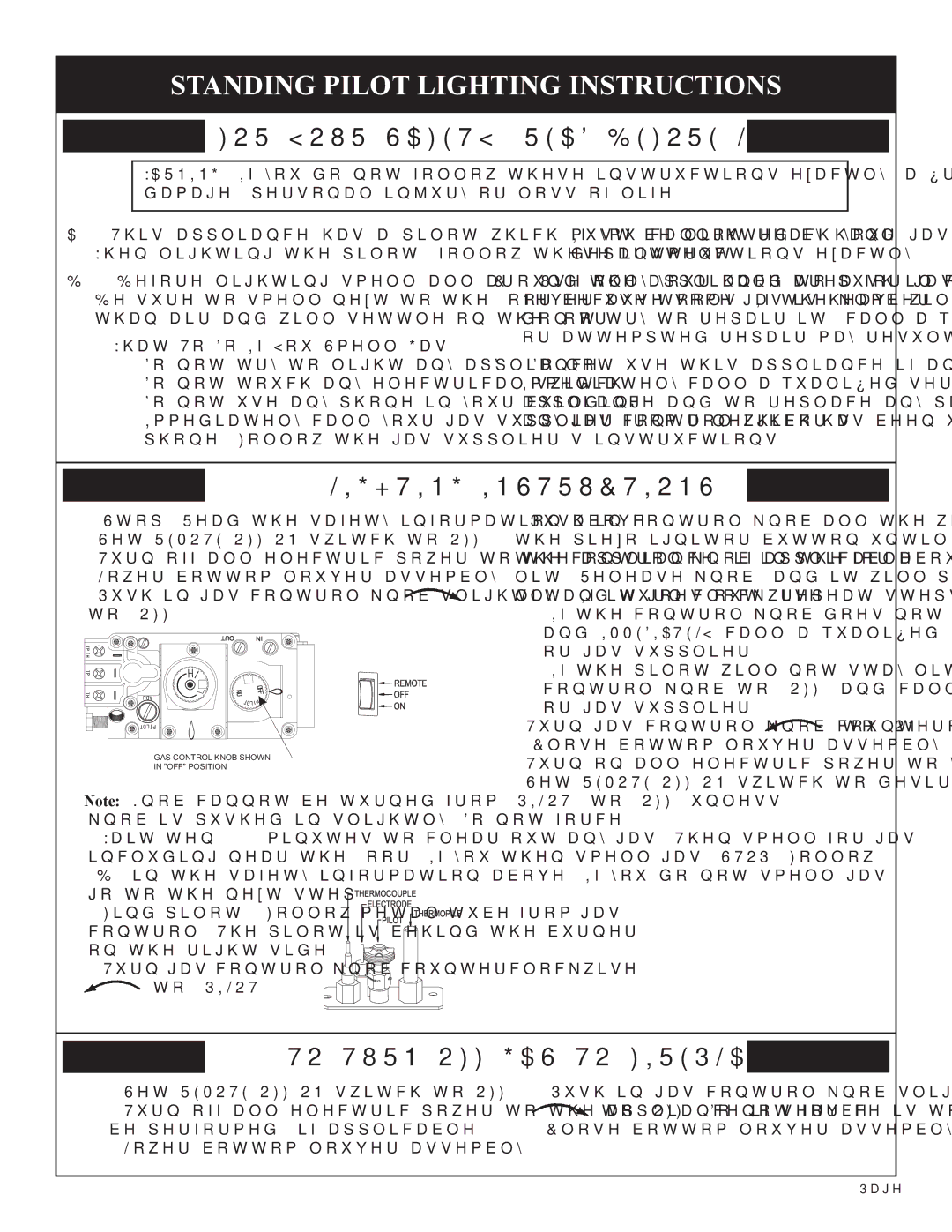 Empire Comfort Systems DVP42FP3(0,1,2,3)(N,P)-1, DVP48FP3(0,1,2,3)(N,P)-1 Standing Pilot Lighting Instructions 