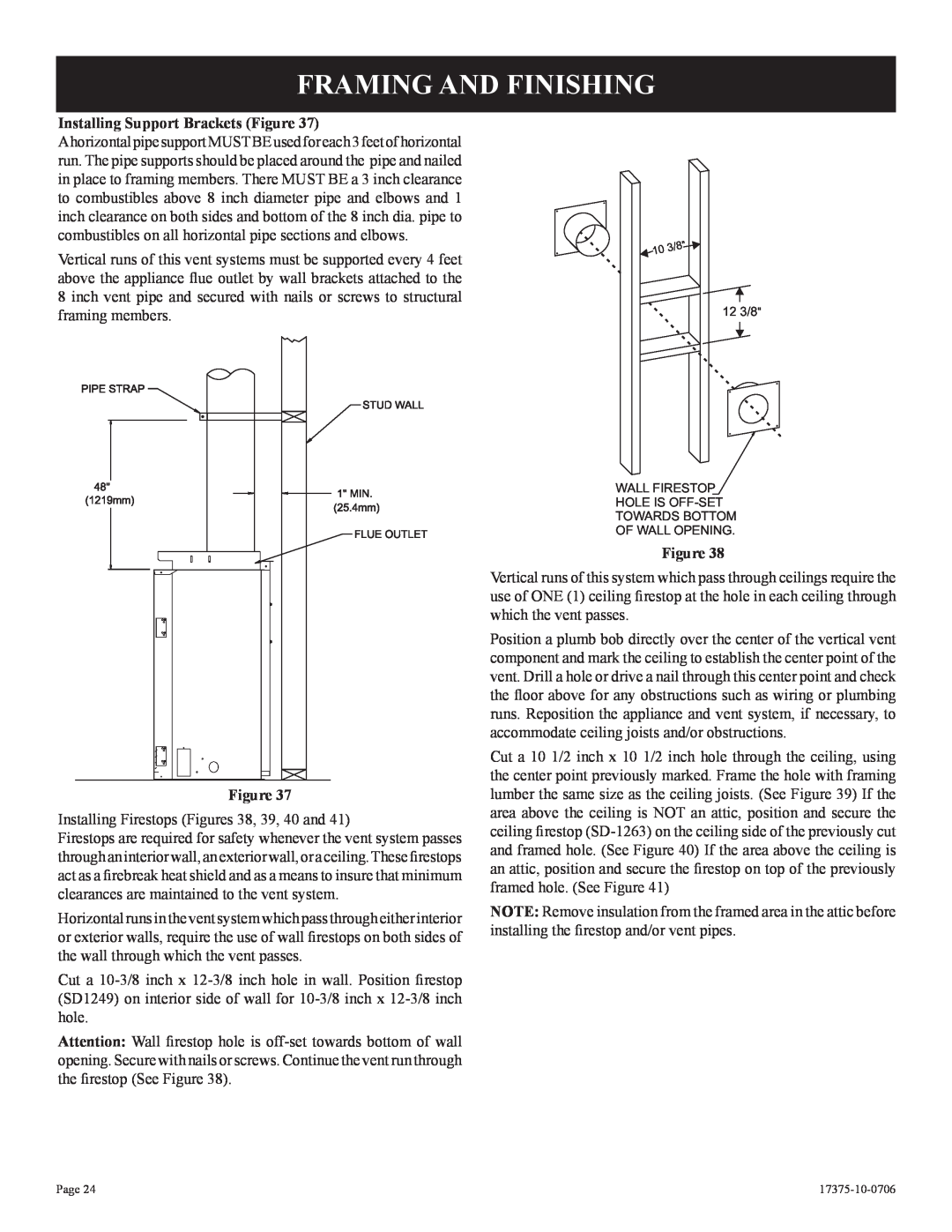 Empire Comfort Systems DVP48FP3(0,1,2,3)(N,P)-1 Framing And Finishing, Installing Support Brackets Figure 