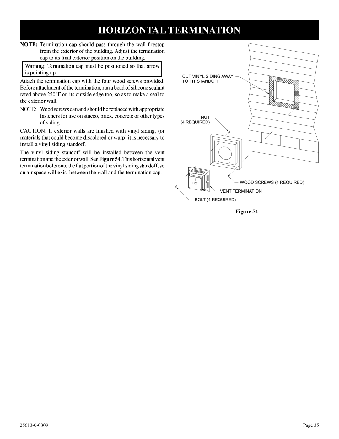 Empire Comfort Systems DVX42DP31(N,P)-1, DVX36DP91(N,P)-1, DVX36DP71(N,P)-1, DVX36DP31(N,P)-1 Horizontal Termination 