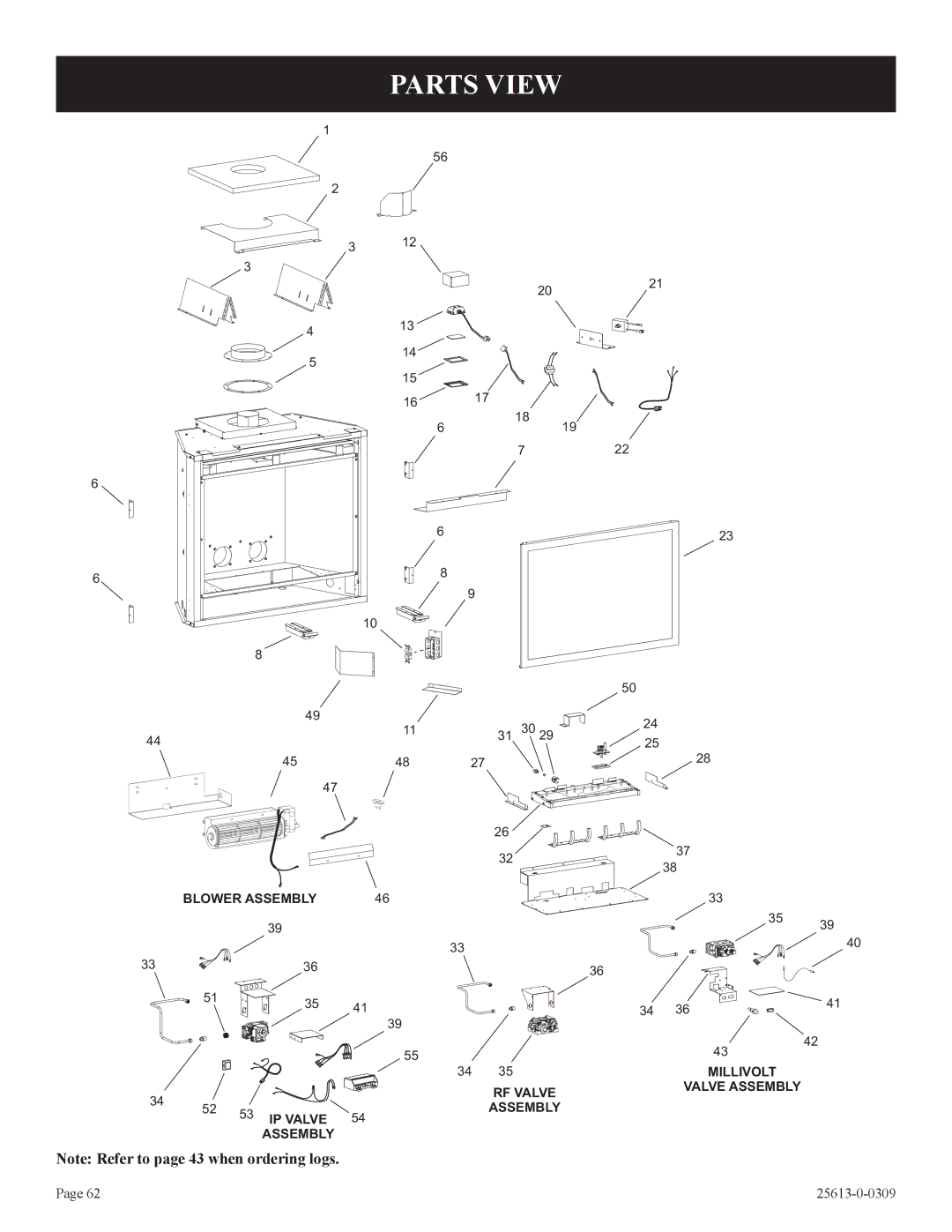 Empire Comfort Systems DVX36DP31(N,P)-1, DVX36DP91(N,P)-1, DVX36DP71(N,P)-1, DVX42DP91(N,P)-1, DVX42DP71(N,P)-1 Parts View 