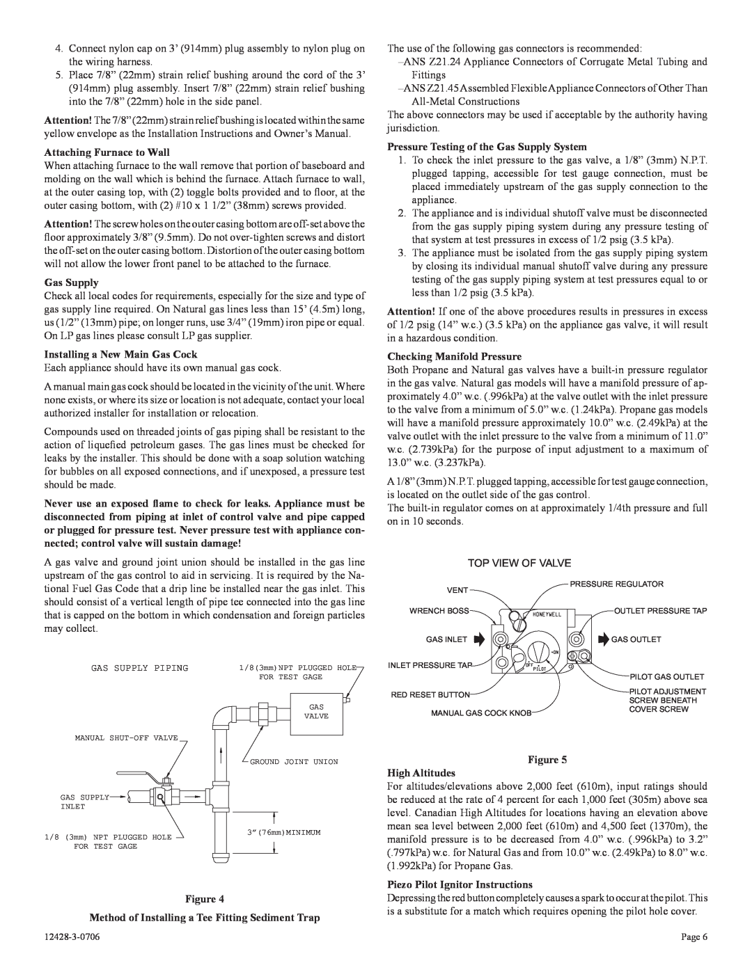 Empire Comfort Systems FAW-55SPP installation instructions Attaching Furnace to Wall 