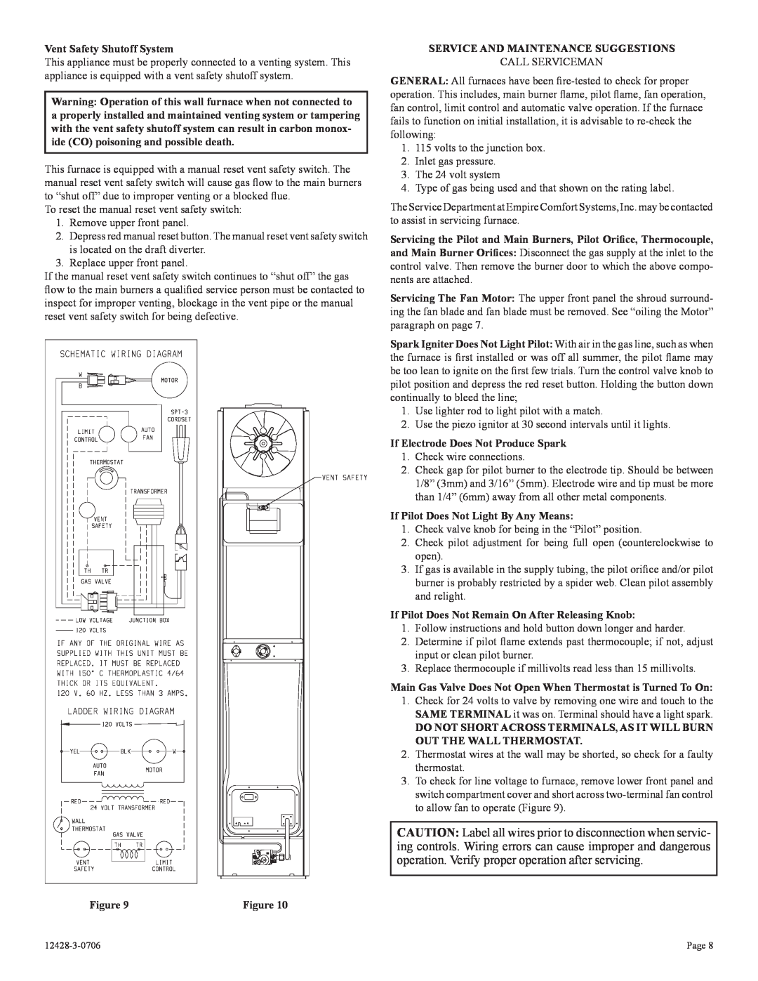 Empire Comfort Systems FAW-55SPP installation instructions Vent Safety Shutoff System 