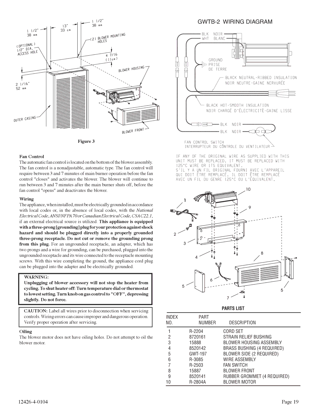 Empire Comfort Systems RB), GWT-50-2 installation instructions GWTB-2 Wiring Diagram 