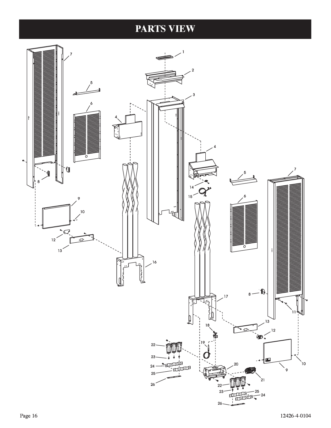 Empire Comfort Systems GWT-50-2, RB) installation instructions Parts View, Page, 12426-4-0104 
