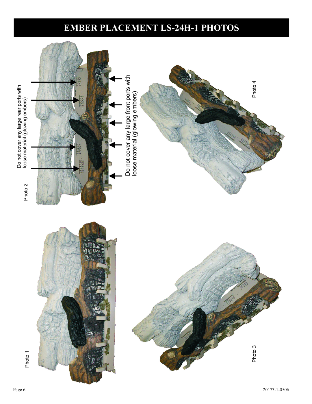 Empire Comfort Systems LS-30H-1, LS-18H-1 installation instructions Ember Placement LS-24H-1 Photos 