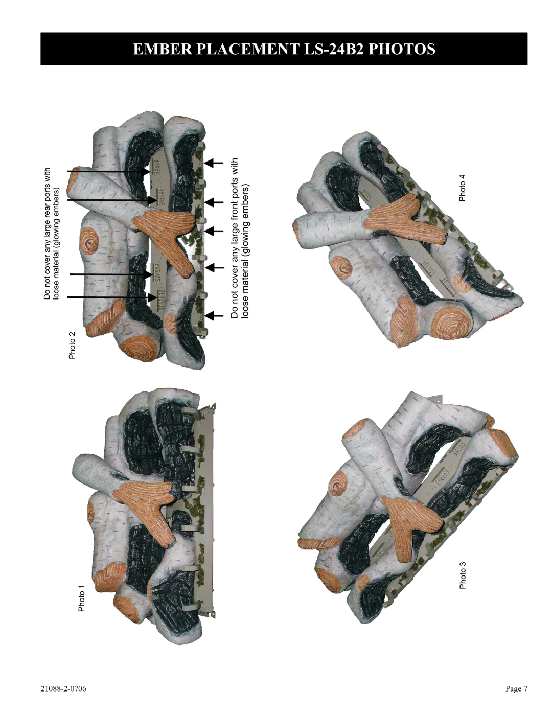 Empire Comfort Systems LS-24B2-1, LS-30B2-1, LS-18B2-1 installation instructions Ember Placement LS-24B2 Photos 