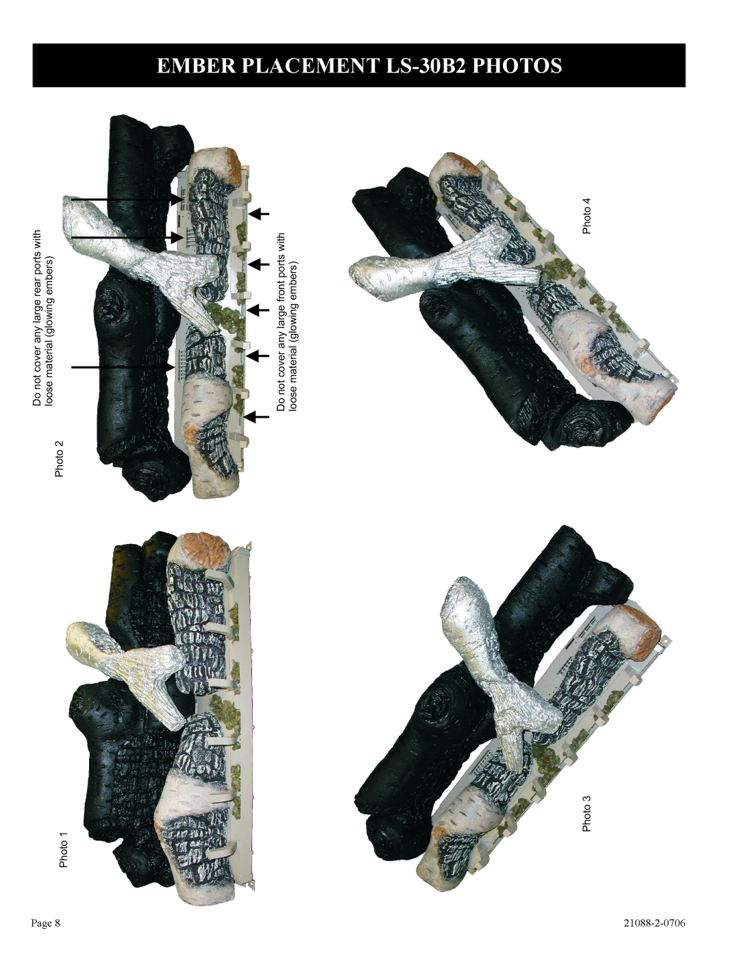 Empire Comfort Systems LS-18B2-1, LS-30B2-1, LS-24B2-1 installation instructions Ember Placement LS-30B2 Photos, With Photo 