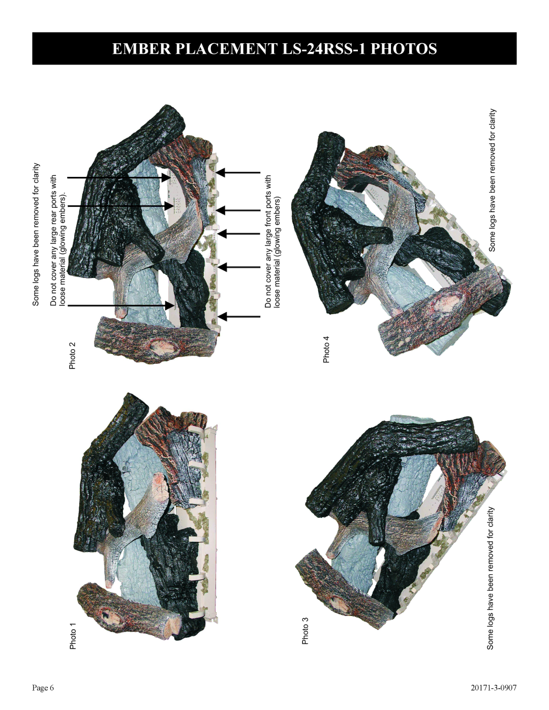 Empire Comfort Systems LS-30RS-1, LS-18RS-1, LS-24RS-1, LS-30RSS-1, LS-18RSS-1 Ember Placement LS-24RSS-1 Photos 