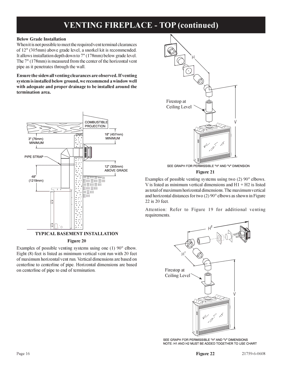 Empire Comfort Systems P)-2, DVP42FP installation instructions Below Grade Installation, Typical Basement Installation 