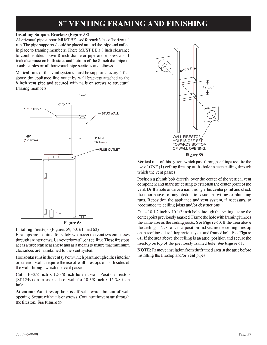 Empire Comfort Systems DVP42FP, P)-2 Venting Framing and Finishing, Installing Support Brackets Figure 