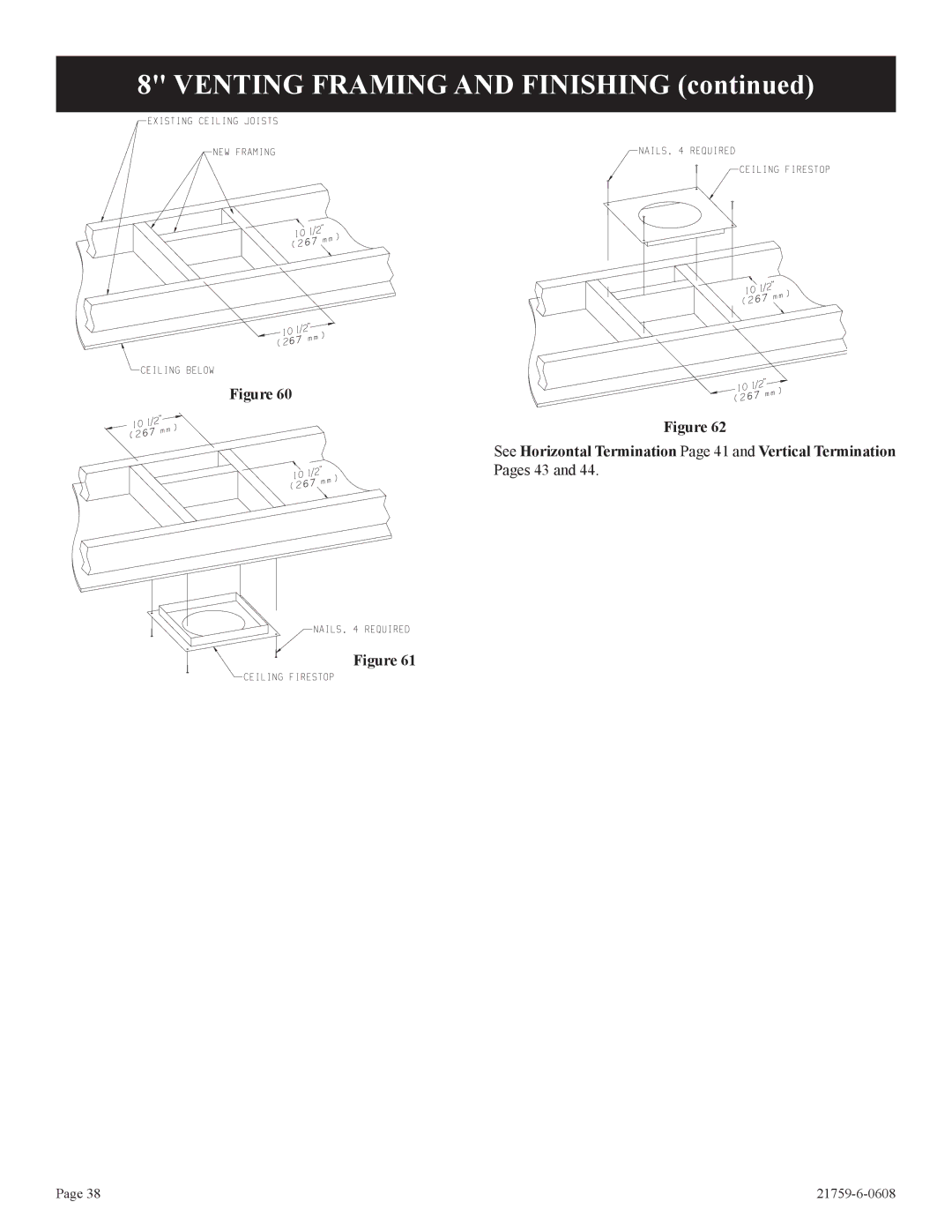 Empire Comfort Systems P)-2, DVP42FP installation instructions See Horizontal Termination Page 41 and Vertical Termination 