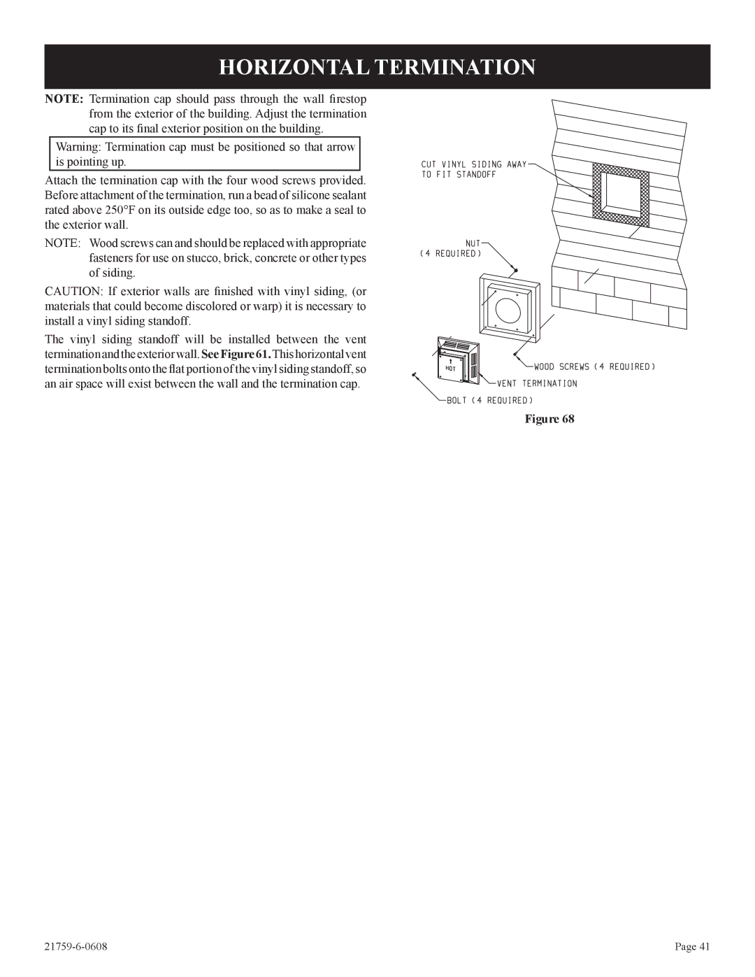 Empire Comfort Systems DVP42FP, P)-2 installation instructions Horizontal Termination 