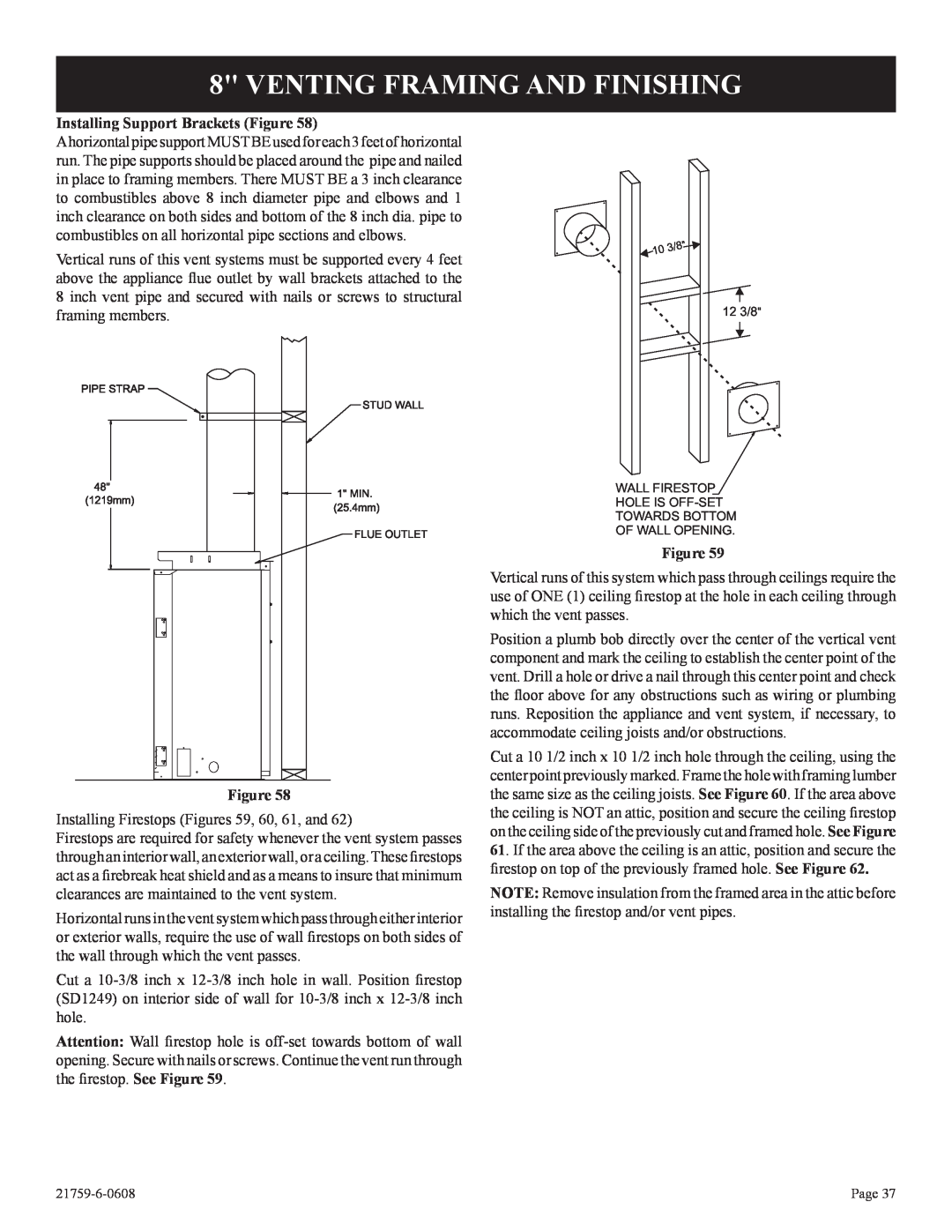 Empire Comfort Systems DVP42FP, P)-2 Venting Framing And Finishing, Installing Support Brackets Figure 