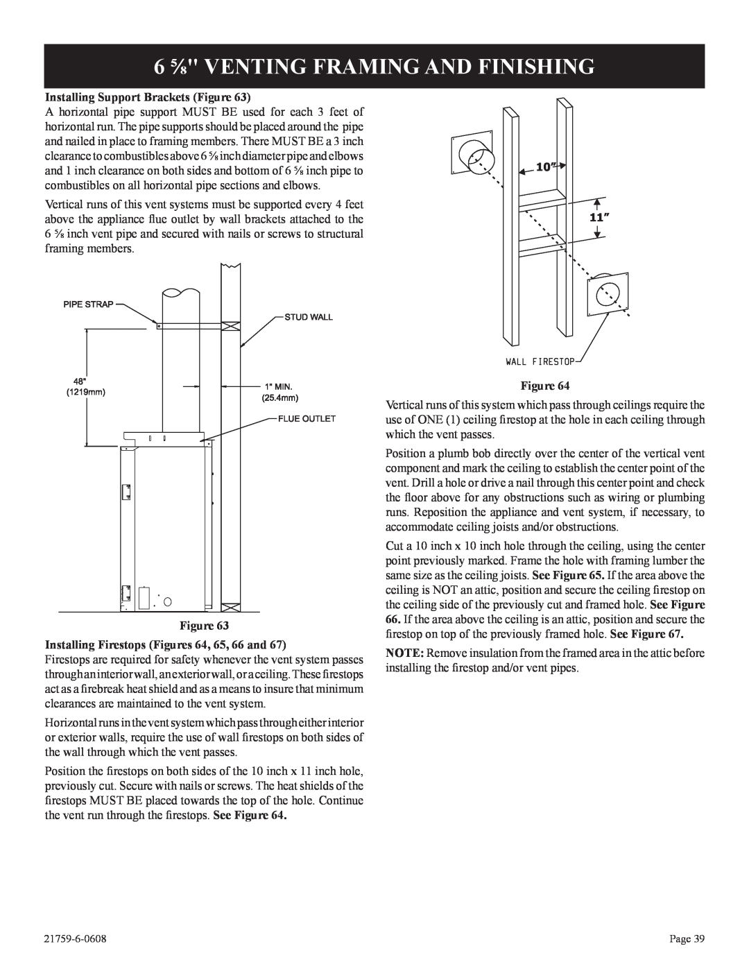 Empire Comfort Systems DVP42FP, P)-2 6 ⅝ VENTING FRAMING AND FINISHING, Installing Support Brackets Figure 