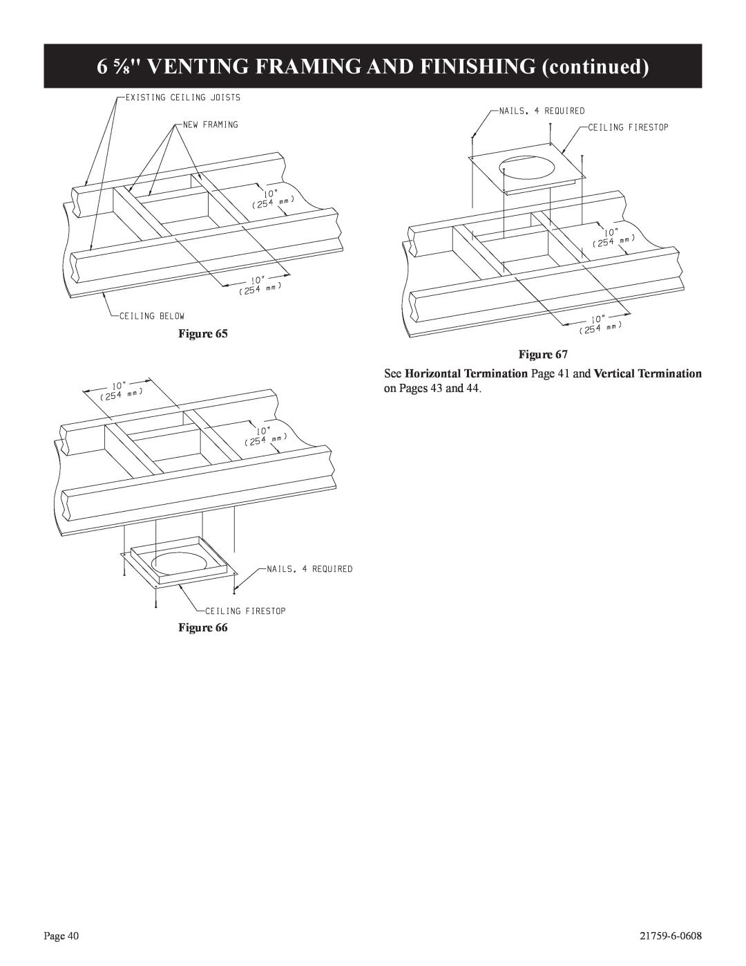 Empire Comfort Systems P)-2, DVP42FP 6 ⅝ VENTING FRAMING AND FINISHING continued, Figure Figure, Page, 21759-6-0608 