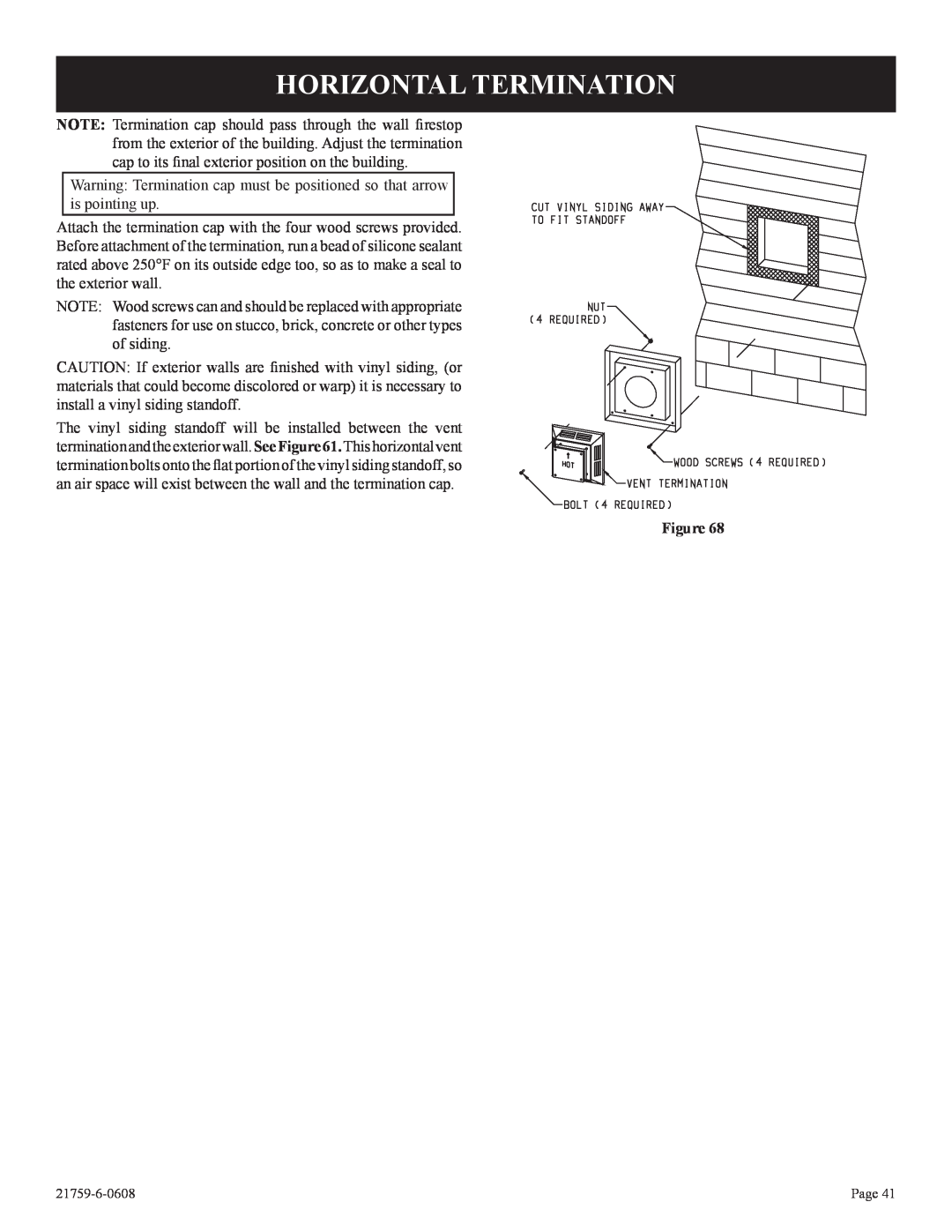 Empire Comfort Systems DVP42FP, P)-2 installation instructions Horizontal Termination, Figure, 21759-6-0608, Page 