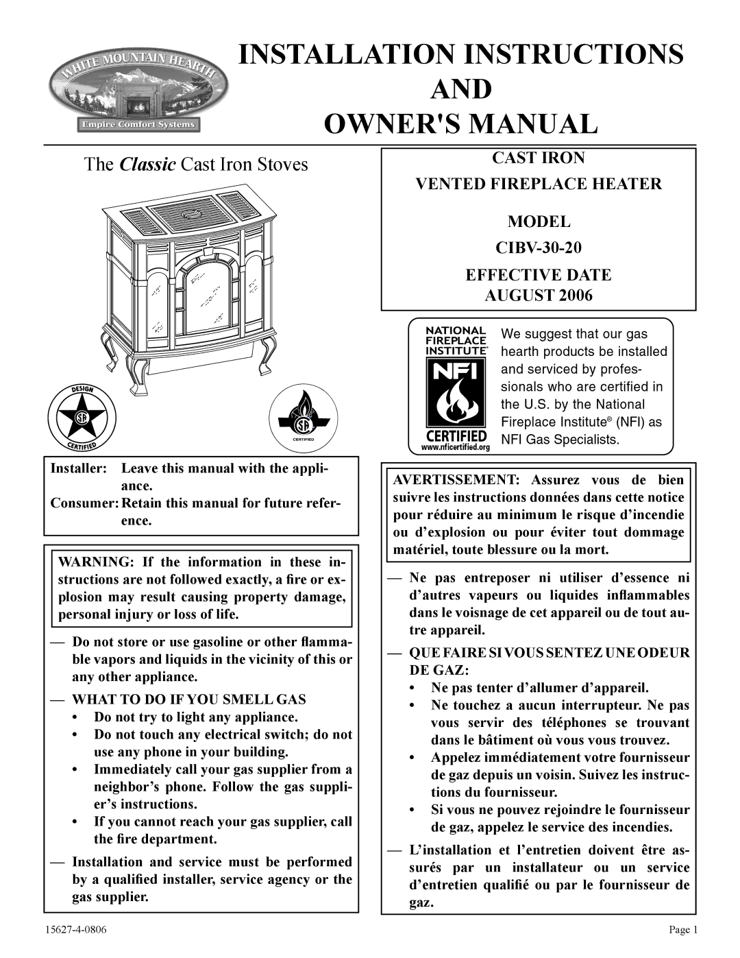 Empire Comfort Systems pmn manual Installation Instructions 