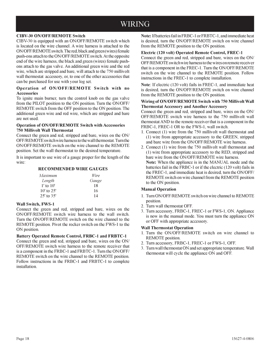 Empire Comfort Systems pmn manual Wiring 