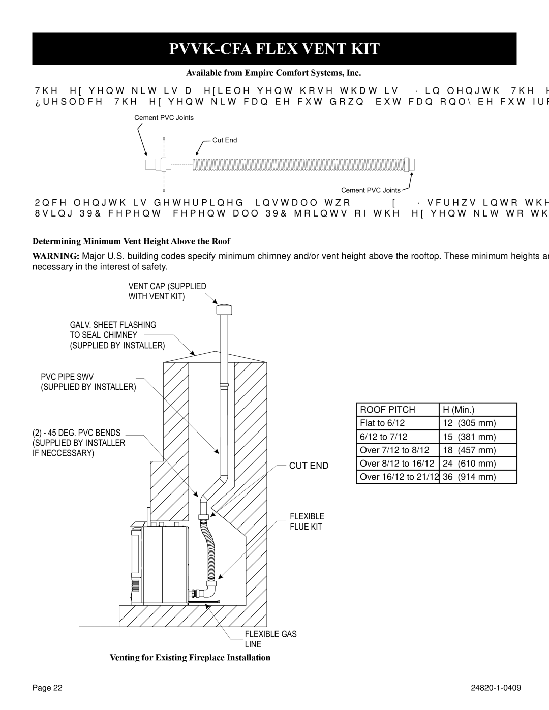 Empire Comfort Systems PV-28SV55-(C,G)2H(N,P)-1 PVVK-CFA Flex Vent KIT, Available from Empire Comfort Systems, Inc 