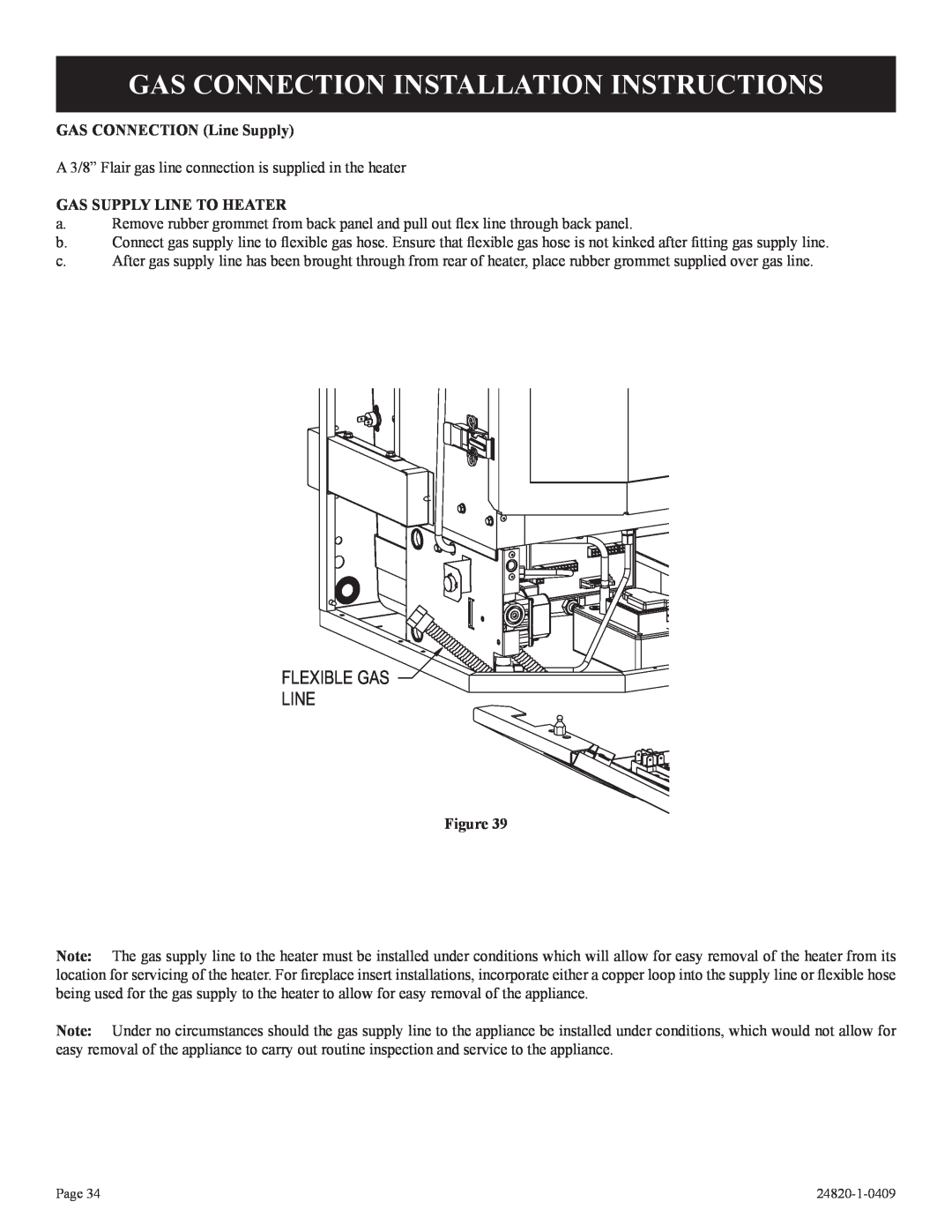 Empire Comfort Systems PV-28SV55-(C,G)2H(N,P)-1 Gas Connection Installation Instructions, Flexible Gas Line 