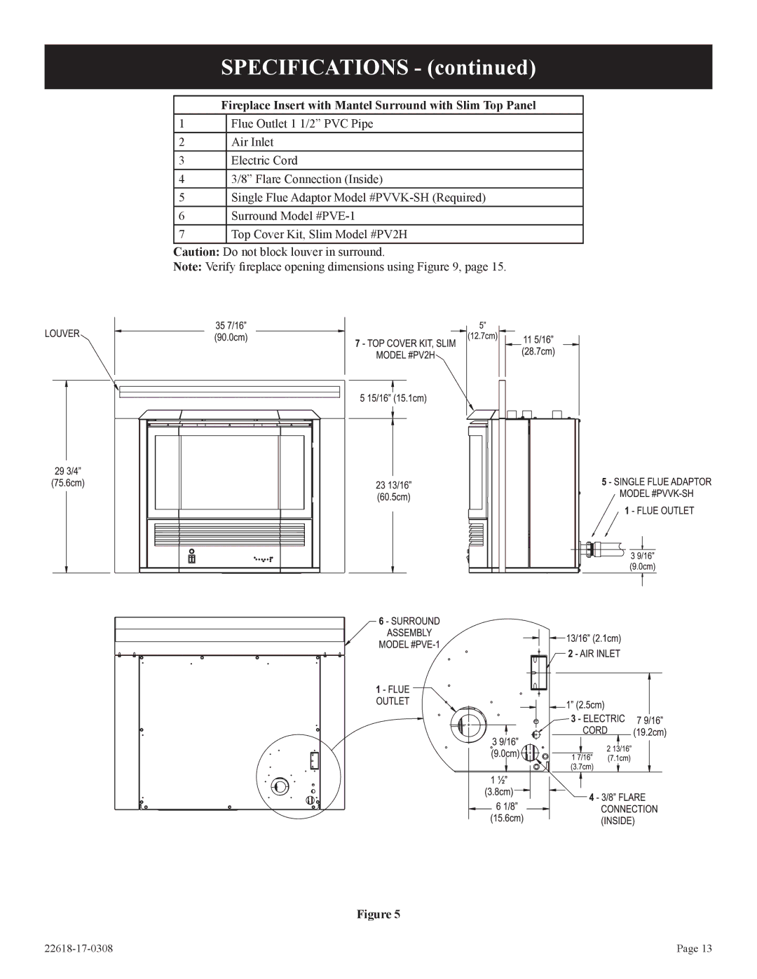 Empire Comfort Systems PV-28SV55-CN, PV-28SV50-BN, GN, GP)-1, BP)-1 Fireplace Insert with Mantel Surround with Slim Top Panel 