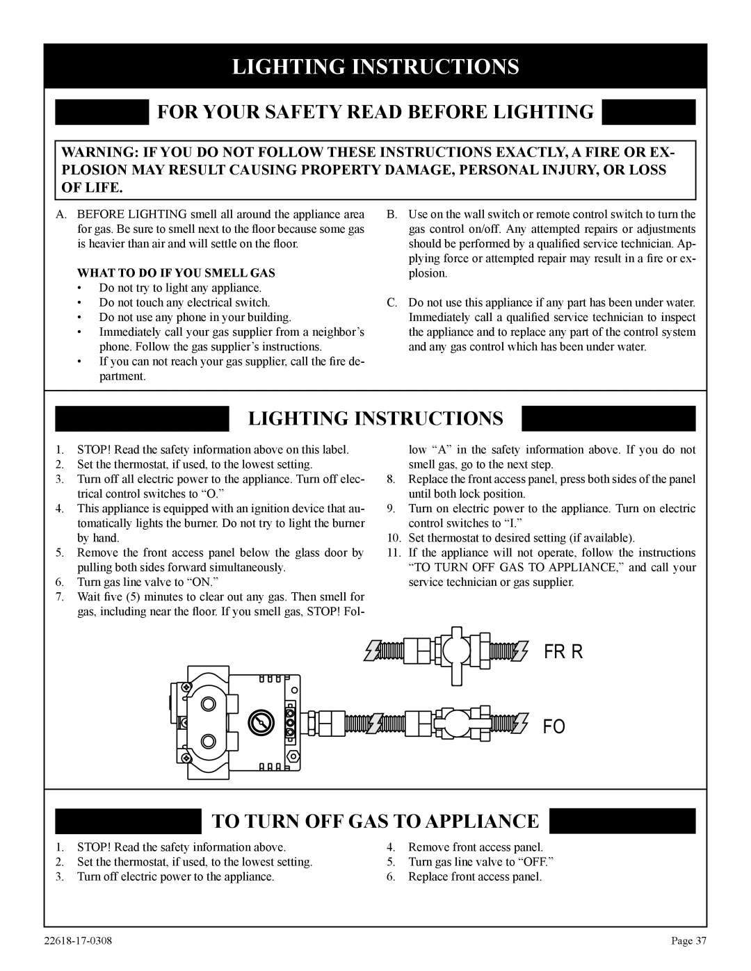 Empire Comfort Systems PV-28SV55-CN, PV-28SV50-BN, GN, GP)-1, BP)-1, CP For Your Safety Read Before Lighting 