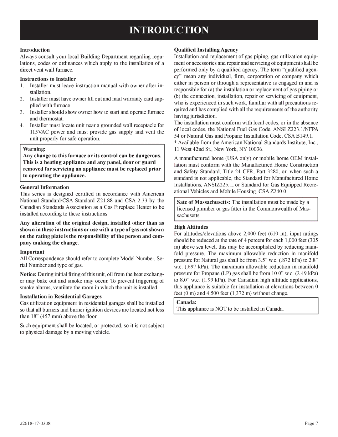 Empire Comfort Systems PV-28SV55-CN, PV-28SV50-BN, GN, GP)-1, BP)-1, CP installation instructions Introduction 