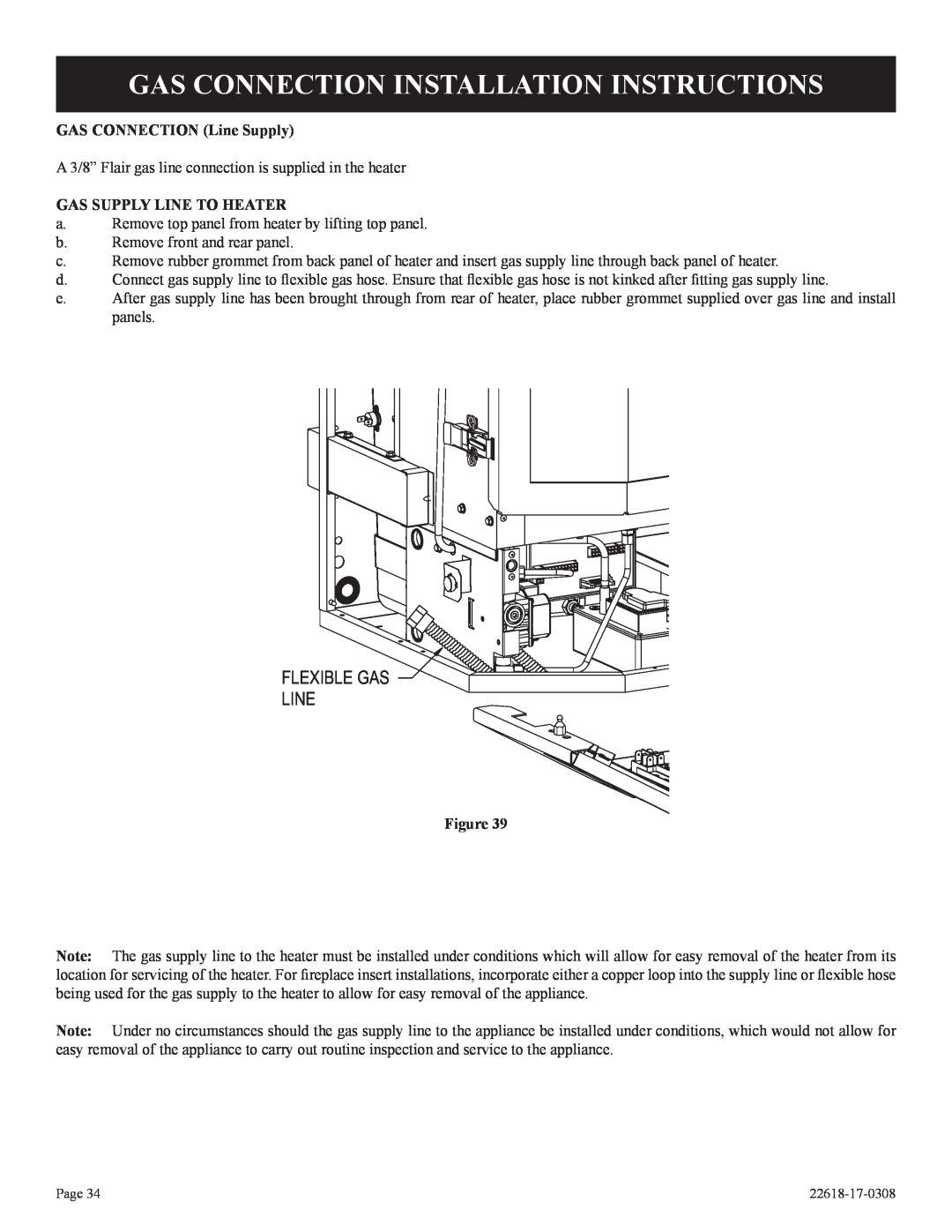 Empire Comfort Systems BP)-1, GN Gas Connection Installation Instructions, Flexible Gas Line, GAS CONNECTION Line Supply 
