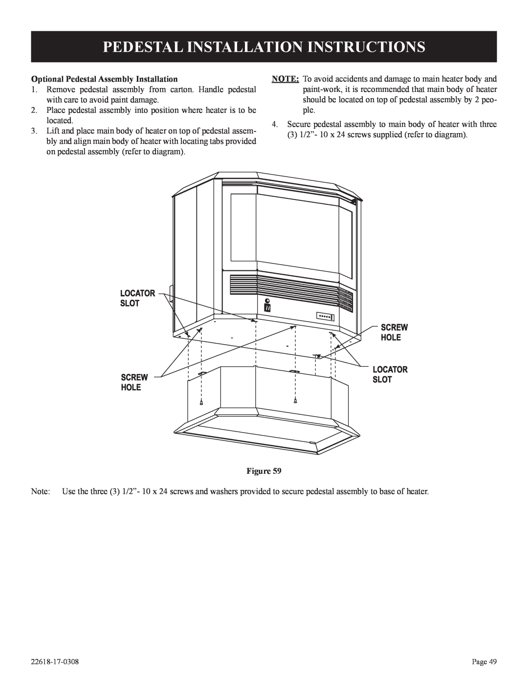 Empire Comfort Systems PV-28SV55-CN, GN, GP)-1 Pedestal Installation Instructions, Optional Pedestal Assembly Installation 