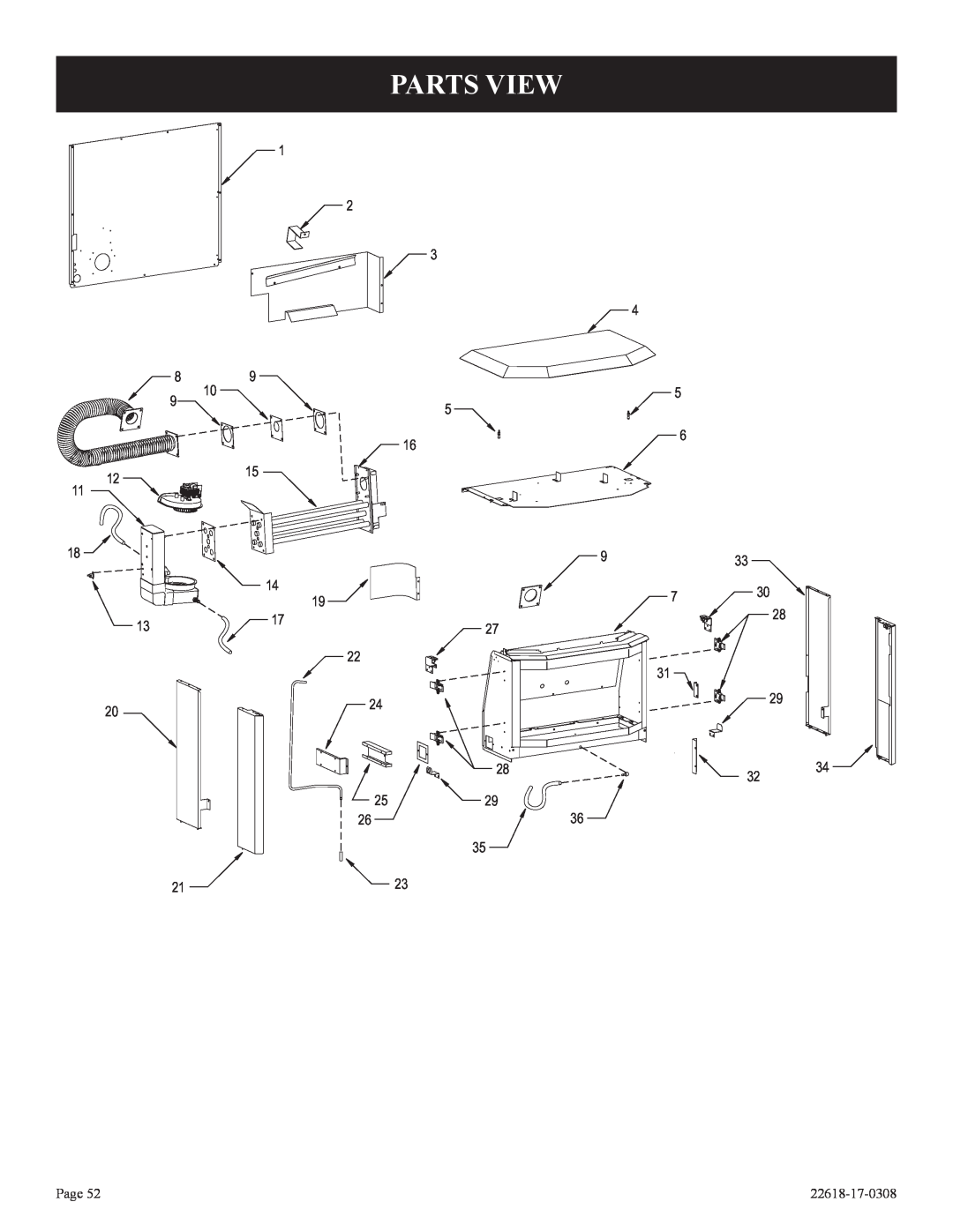 Empire Comfort Systems BP)-1, PV-28SV50-BN, PV-28SV55-CN, GN, GP)-1, CP Parts View, Page, 22618-17-0308 