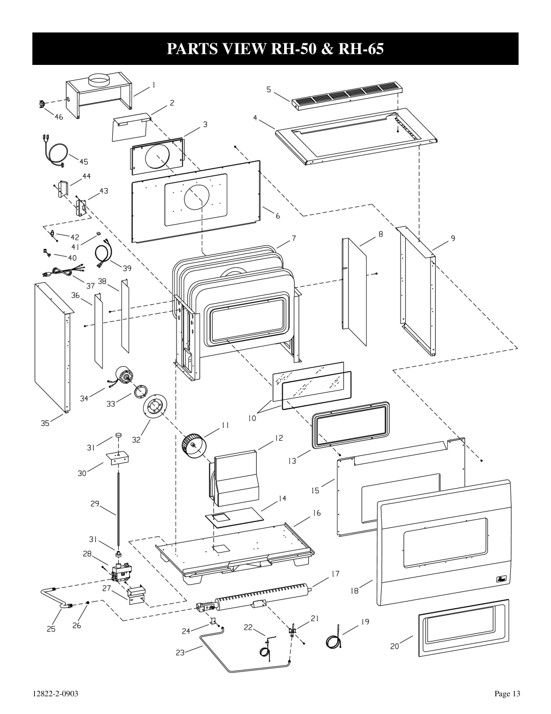 Empire Comfort Systems RH-65-6, RH-50-6, RH-50C-1, RH-65C-1 installation instructions Parts View RH-50 & RH-65 