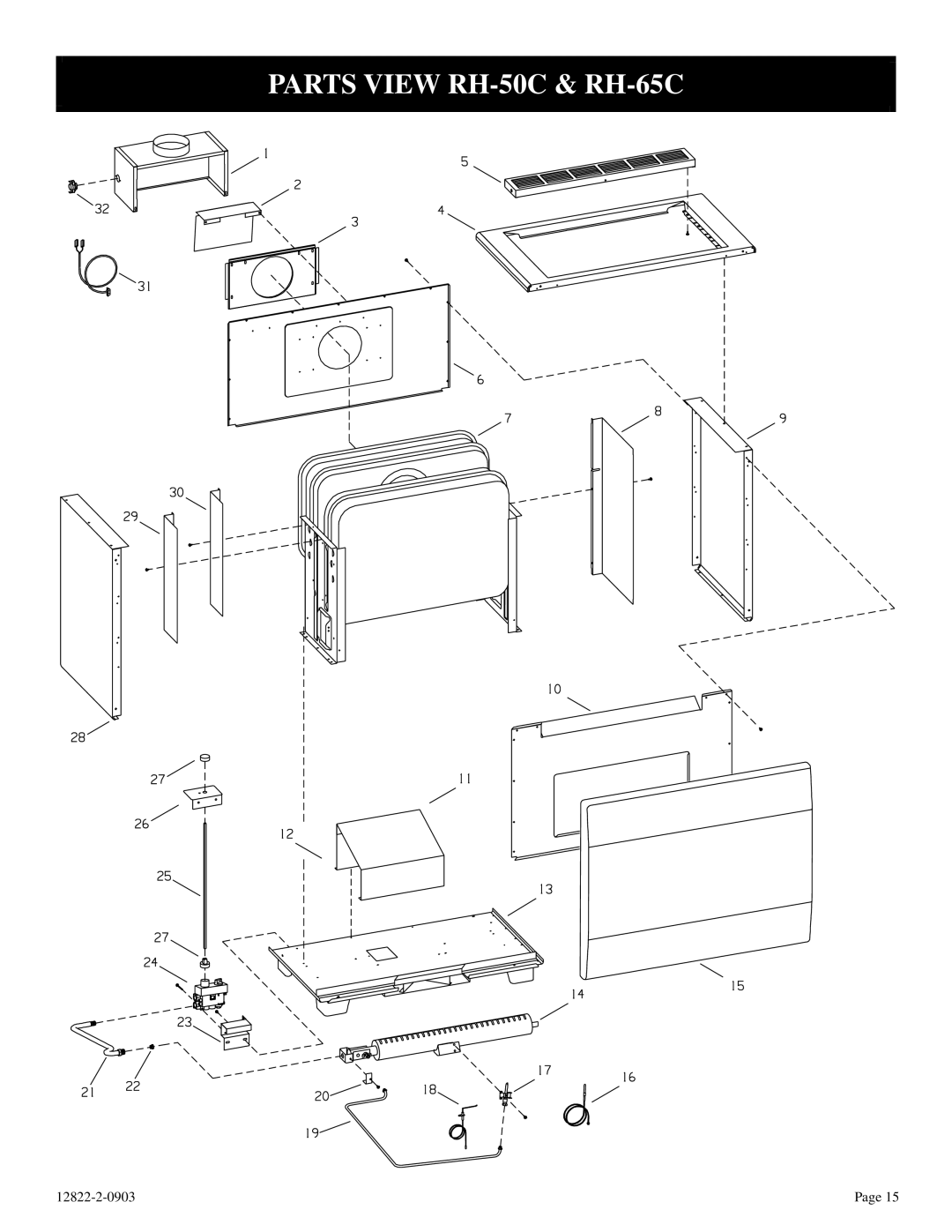 Empire Comfort Systems RH-65C-1, RH-50-6, RH-65-6, RH-50C-1 installation instructions Parts View RH-50C & RH-65C 