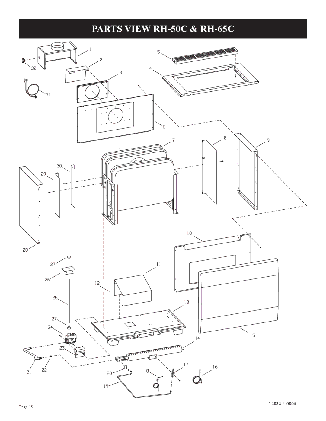 Empire Comfort Systems RH-65C-1, RH-50-6, RH-65-6, RH50C-1 installation instructions Parts View RH-50C & RH-65C 