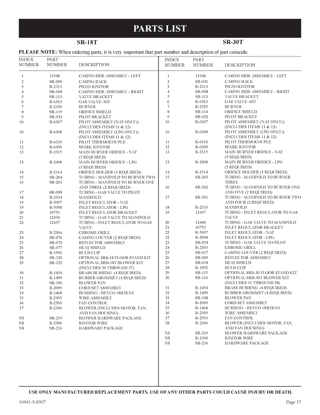 Empire Comfort Systems SR-10T-3 installation instructions SR-18T SR-30T 