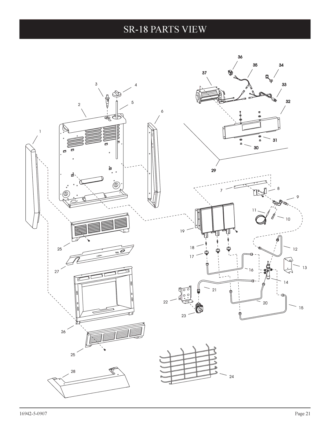 Empire Comfort Systems SR-30 installation instructions SR-18 Parts View 